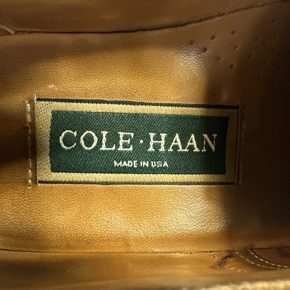 Cole Haan Wingtip Oxford Men's 10.5 D Cognac Brown Leather Dress Shoes